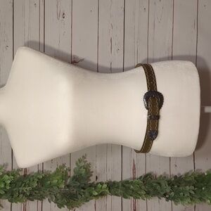 Vintage Talbots Army Green Belt Leather Made in USA Southwestern Boho‎ Medium